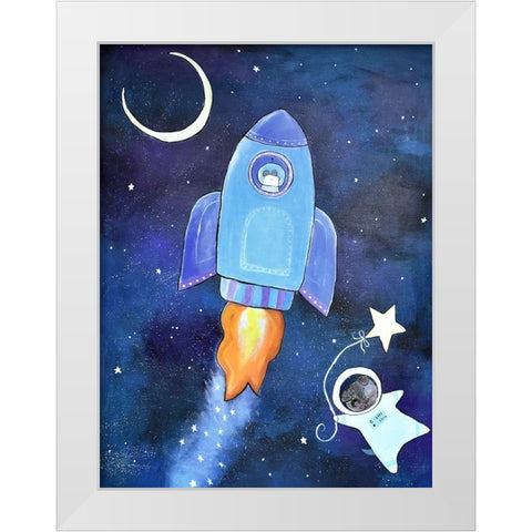Outer Space Adventure White Modern Wood Framed Art Print by Doss, Andrea