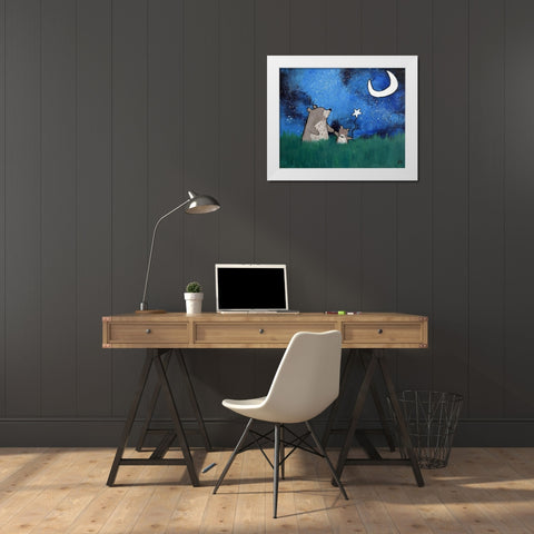 Two Bears White Modern Wood Framed Art Print by Doss, Andrea