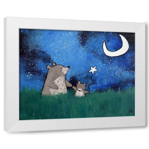 Two Bears White Modern Wood Framed Art Print by Doss, Andrea