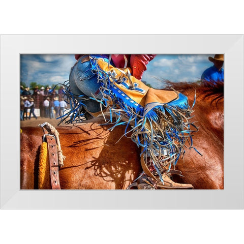 The Bronc Rider White Modern Wood Framed Art Print by Dearing, Lisa