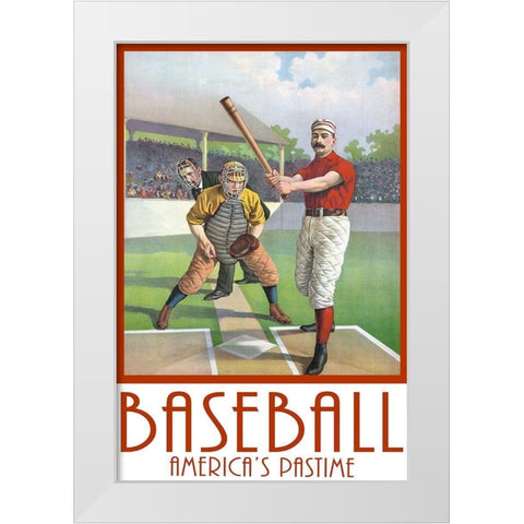 Baseball America White Modern Wood Framed Art Print by Fielding, Edward M.