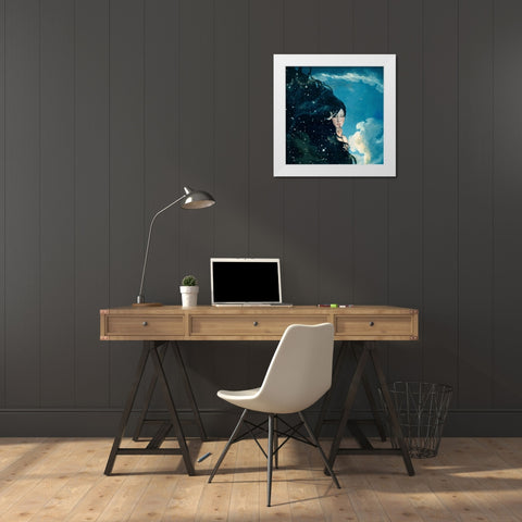Lady Night White Modern Wood Framed Art Print by Flores, Paula Belle