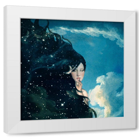 Lady Night White Modern Wood Framed Art Print by Flores, Paula Belle