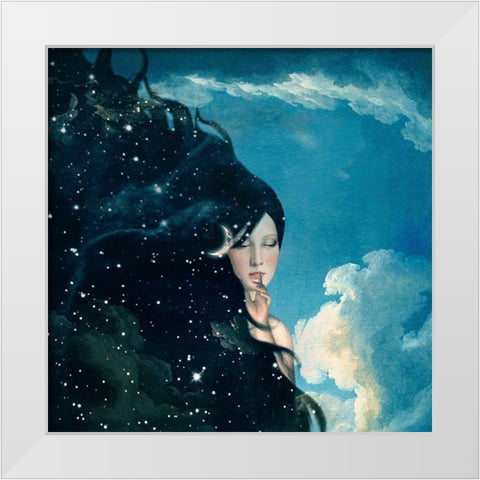 Lady Night White Modern Wood Framed Art Print by Flores, Paula Belle