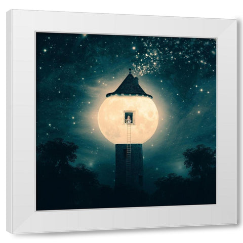 The Moon Tower White Modern Wood Framed Art Print by Flores, Paula Belle