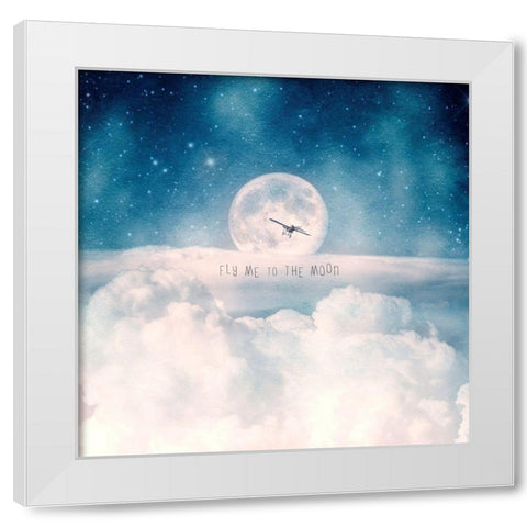 Moonrise Over the Clouds White Modern Wood Framed Art Print by Flores, Paula Belle