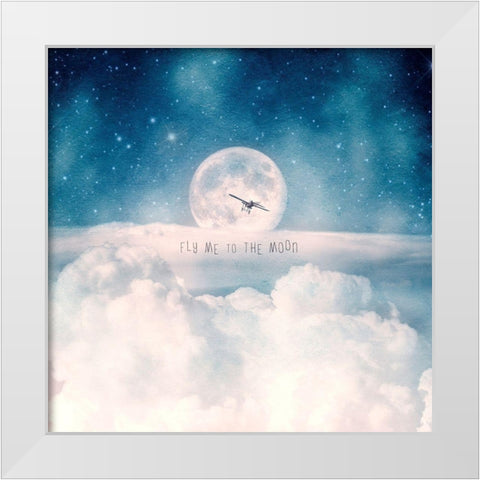 Moonrise Over the Clouds White Modern Wood Framed Art Print by Flores, Paula Belle