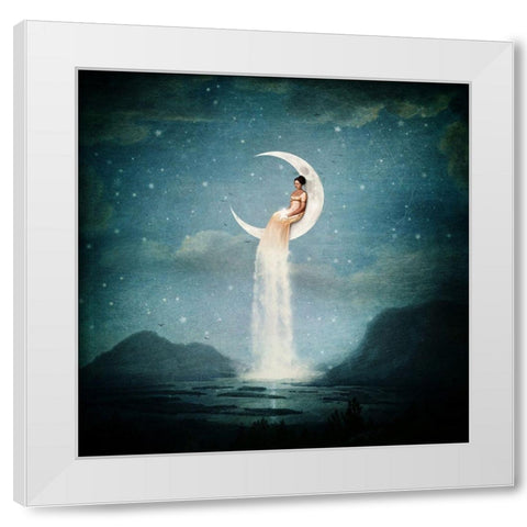 Moon River Lady White Modern Wood Framed Art Print by Flores, Paula Belle