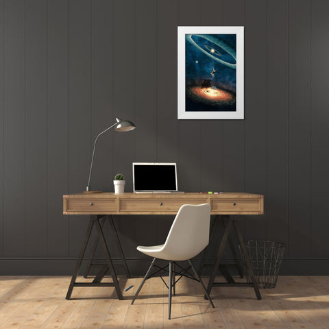 My Dream House in Another Galaxy White Modern Wood Framed Art Print by Flores, Paula Belle