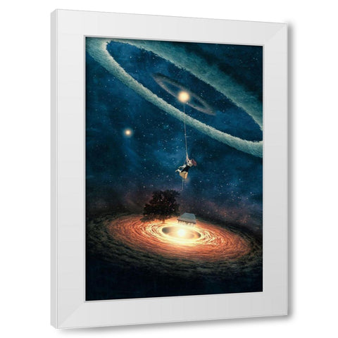 My Dream House in Another Galaxy White Modern Wood Framed Art Print by Flores, Paula Belle