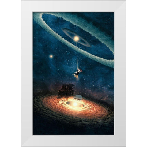 My Dream House in Another Galaxy White Modern Wood Framed Art Print by Flores, Paula Belle