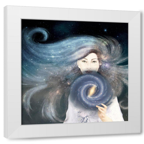 My Secret Universe White Modern Wood Framed Art Print by Flores, Paula Belle