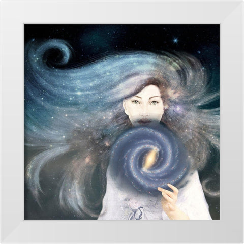 My Secret Universe White Modern Wood Framed Art Print by Flores, Paula Belle