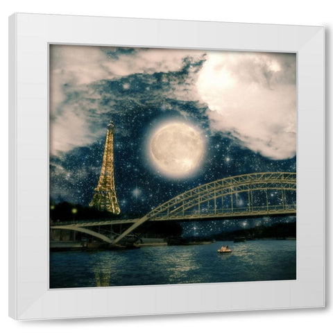 One Starry Night in Paris White Modern Wood Framed Art Print by Flores, Paula Belle
