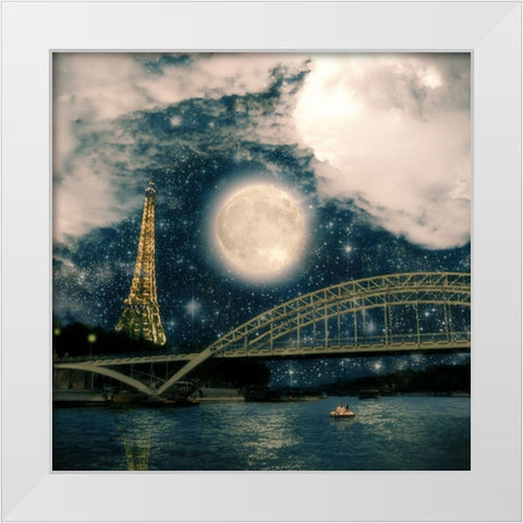 One Starry Night in Paris White Modern Wood Framed Art Print by Flores, Paula Belle