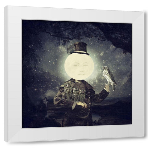 Full Moon White Modern Wood Framed Art Print by Flores, Paula Belle
