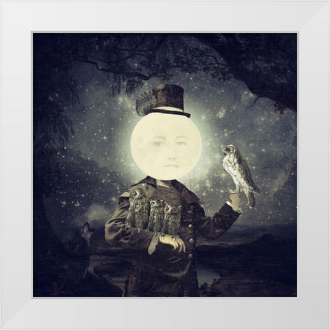 Full Moon White Modern Wood Framed Art Print by Flores, Paula Belle