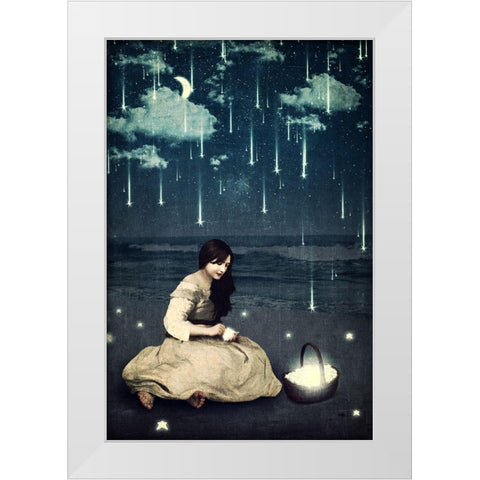 A Basket of Wishes White Modern Wood Framed Art Print by Flores, Paula Belle