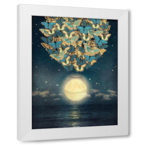 The Rising Moon White Modern Wood Framed Art Print by Flores, Paula Belle