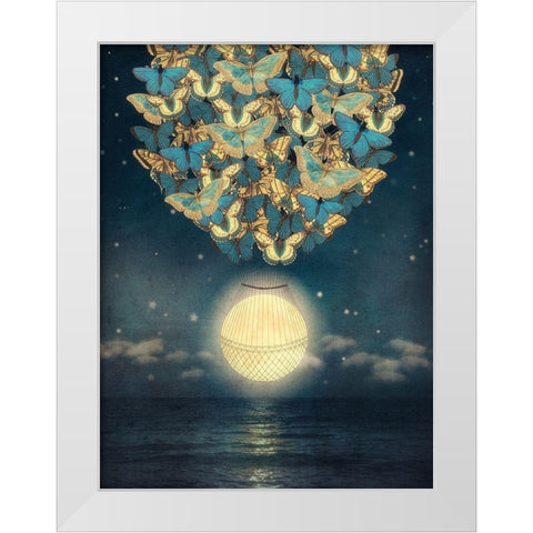The Rising Moon White Modern Wood Framed Art Print by Flores, Paula Belle