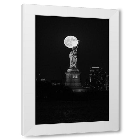 Full Moon New York White Modern Wood Framed Art Print by Getty, Bruce