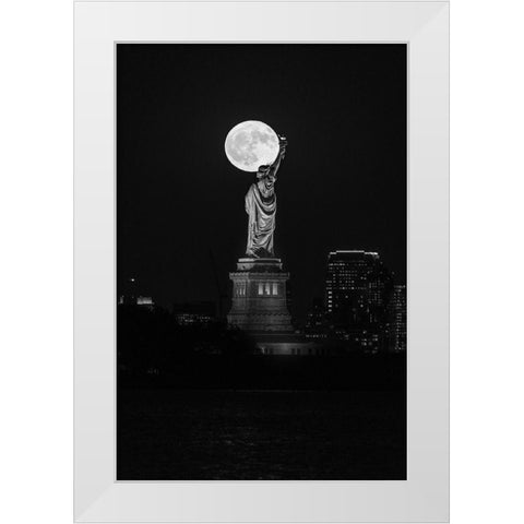 Full Moon New York White Modern Wood Framed Art Print by Getty, Bruce