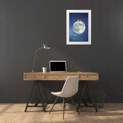 Fox Sleeping on Moon White Modern Wood Framed Art Print by Grippo-Pike, Carrie Ann