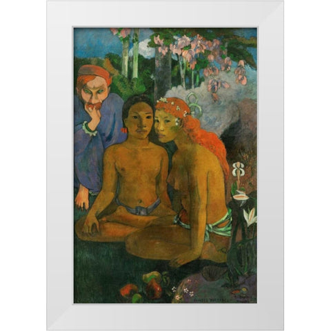 Contes barbares White Modern Wood Framed Art Print by Gauguin, Paul