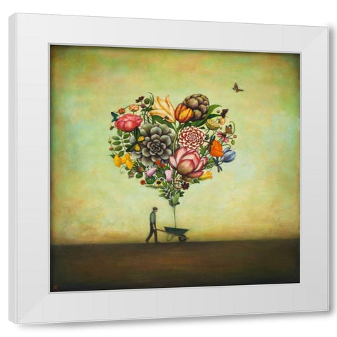 Big Heart Botany White Modern Wood Framed Art Print by Huynh, Duy