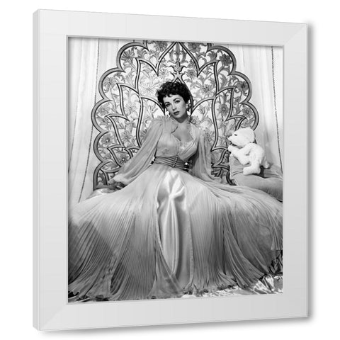 Elizabeth Taylor 1951 Glamour Shoot White Modern Wood Framed Art Print by Unknown