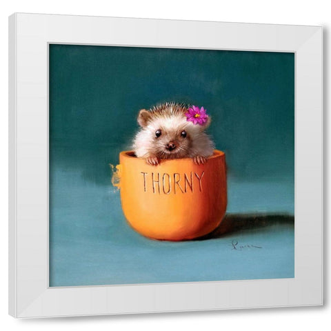 Cactus Flower White Modern Wood Framed Art Print by Heffernan, Lucia