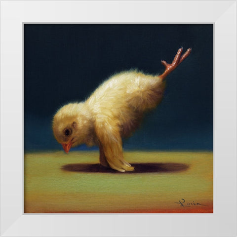 Yoga Chick Peacock White Modern Wood Framed Art Print by Heffernan, Lucia