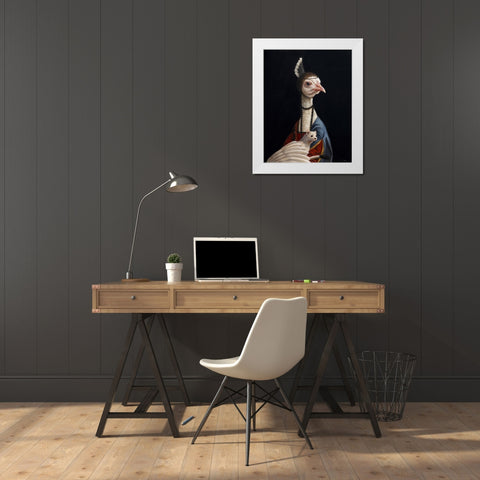 Peacock with Ermine White Modern Wood Framed Art Print by Heffernan, Lucia