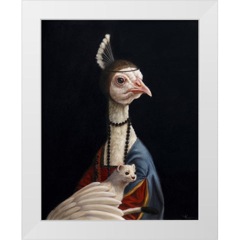 Peacock with Ermine White Modern Wood Framed Art Print by Heffernan, Lucia