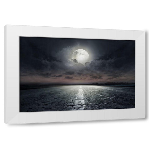Moon White Modern Wood Framed Art Print by PhotoINC Studio