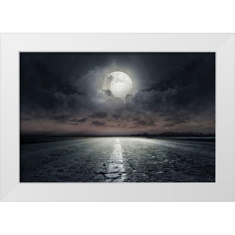 Moon White Modern Wood Framed Art Print by PhotoINC Studio