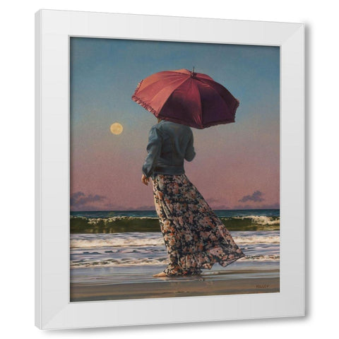 Romancing The Moon White Modern Wood Framed Art Print by Kelley, Paul
