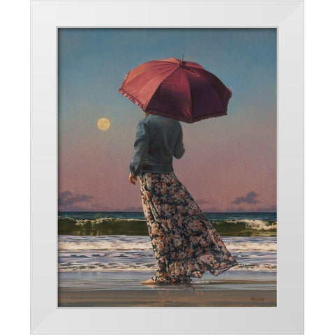 Romancing The Moon White Modern Wood Framed Art Print by Kelley, Paul