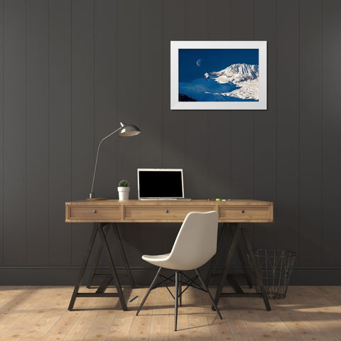 Moon White Modern Wood Framed Art Print by Kostka, Vladimir