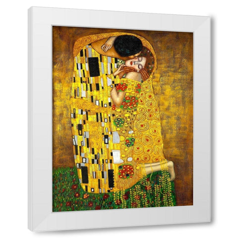 The Kiss White Modern Wood Framed Art Print by Klimt, Gustav