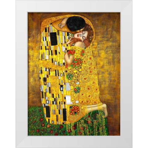 The Kiss White Modern Wood Framed Art Print by Klimt, Gustav