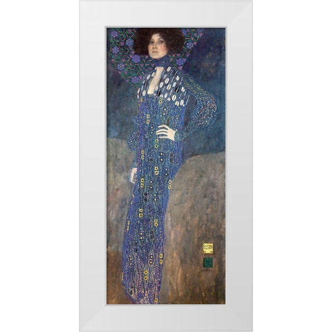 Portrait of Emilie Floge White Modern Wood Framed Art Print by Klimt, Gustav