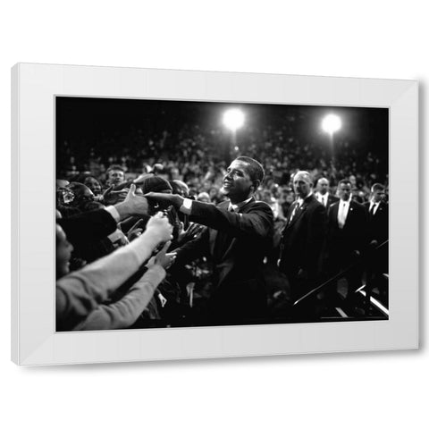 Barack Obama at Campaign Rally White Modern Wood Framed Art Print by Kraft, Brooks