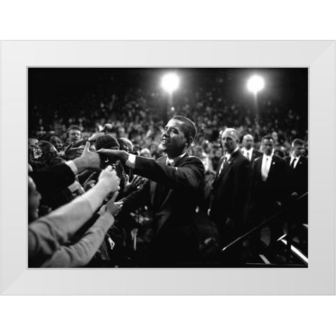 Barack Obama at Campaign Rally White Modern Wood Framed Art Print by Kraft, Brooks