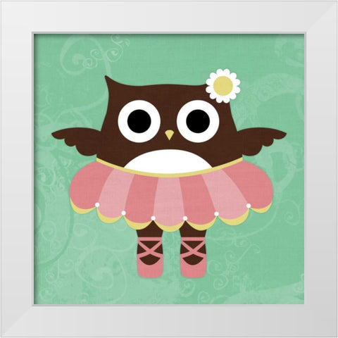 Ballerina Owl White Modern Wood Framed Art Print by Lee, Nancy