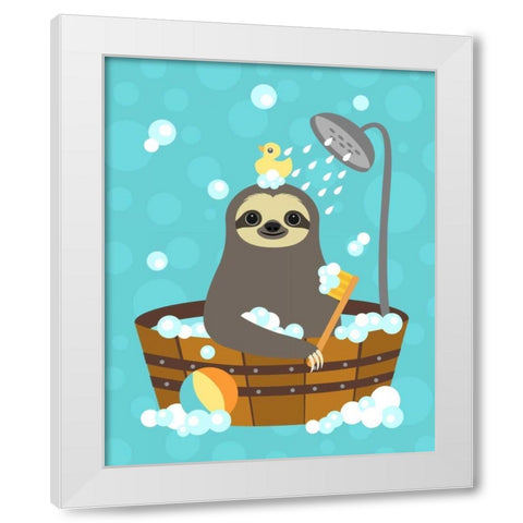 Bathing Sloth White Modern Wood Framed Art Print by Lee, Nancy