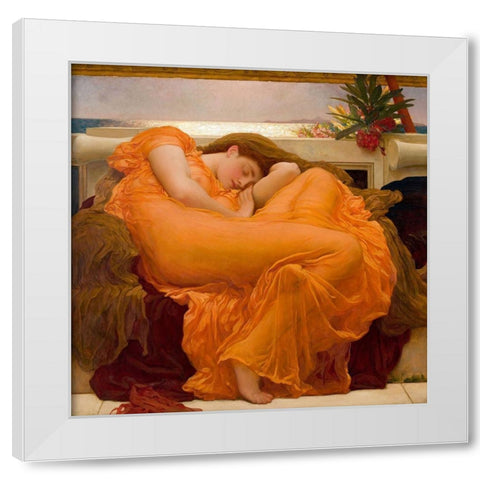 Flaming June White Modern Wood Framed Art Print by Leighton, Frederic