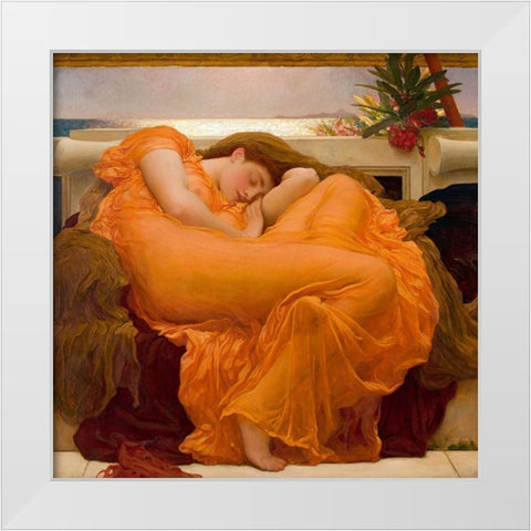 Flaming June White Modern Wood Framed Art Print by Leighton, Frederic