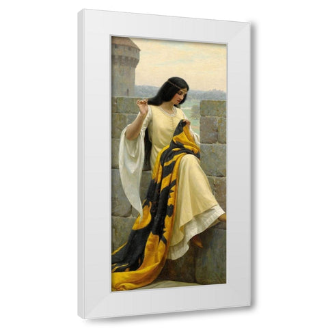 Stitching the Standard, 1911 White Modern Wood Framed Art Print by Leighton, Edmund Blair