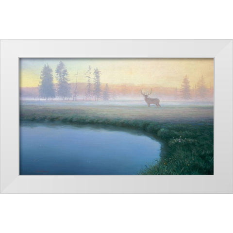Yellowstone Mist White Modern Wood Framed Art Print by Manocchia, Adriano
